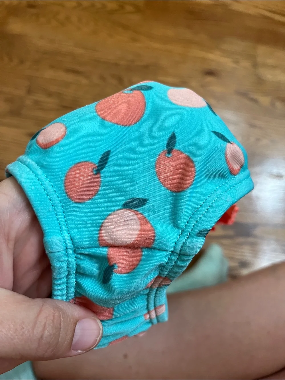 Cat & Jack Turquoise Peach-Print One-Piece Swimsuit with Coral Ruffles